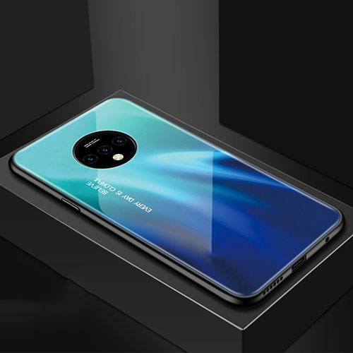 Silicone Frame Starry Sky Mirror Case Cover for OnePlus 7T Blue