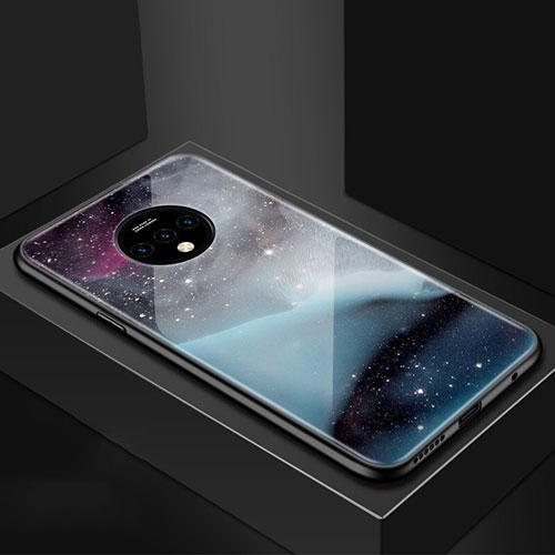 Silicone Frame Starry Sky Mirror Case Cover for OnePlus 7T Purple