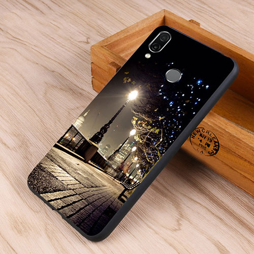 Silicone Frame Starry Sky Mirror Case for Huawei Honor 10 Lite Black