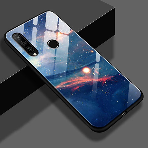 Silicone Frame Starry Sky Mirror Case S02 for Huawei Nova 4e Blue