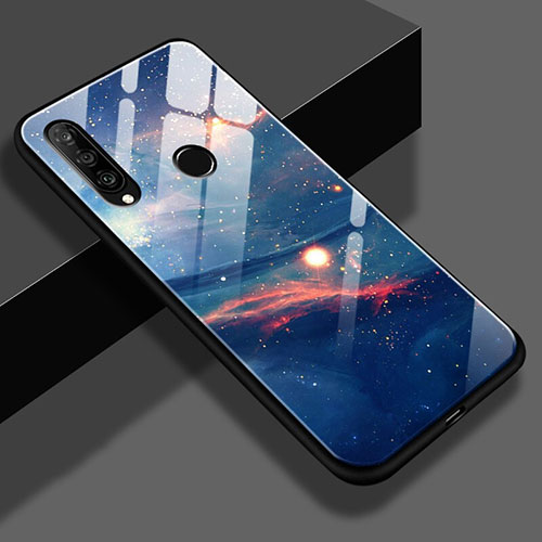 Silicone Frame Starry Sky Mirror Case S02 for Huawei P30 Lite Blue