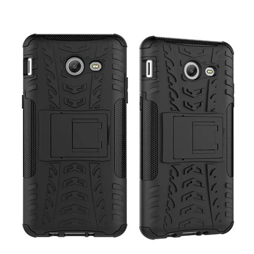 Silicone Matte Finish and Plastic Back Case with Stand for Samsung Galaxy J5 (2017) Version Americaine Black