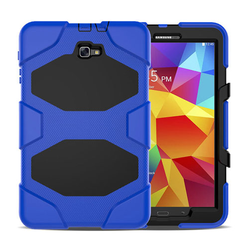 Silicone Matte Finish and Plastic Back Case with Stand for Samsung Galaxy Tab A6 10.1 SM-T580 SM-T585 Blue