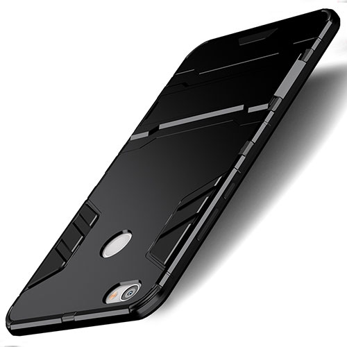 Silicone Matte Finish and Plastic Back Case with Stand for Xiaomi Redmi Note 5A High Edition Black