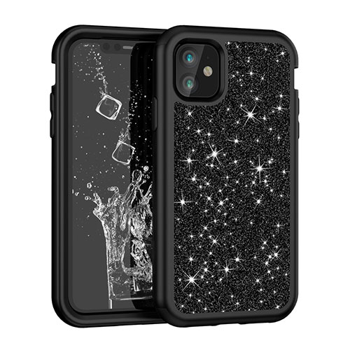 Silicone Matte Finish and Plastic Back Cover Case 360 Degrees Bling-Bling for Apple iPhone 11 Black