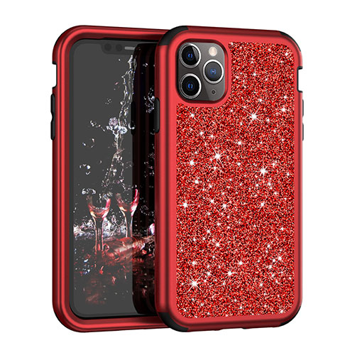Silicone Matte Finish and Plastic Back Cover Case 360 Degrees Bling-Bling for Apple iPhone 11 Pro Red