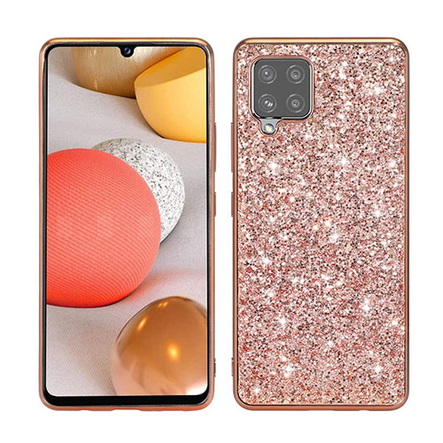 Silicone Matte Finish and Plastic Back Cover Case 360 Degrees Bling-Bling for Samsung Galaxy A42 5G Rose Gold