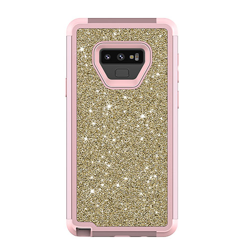 Silicone Matte Finish and Plastic Back Cover Case 360 Degrees Bling-Bling for Samsung Galaxy Note 9 Pink