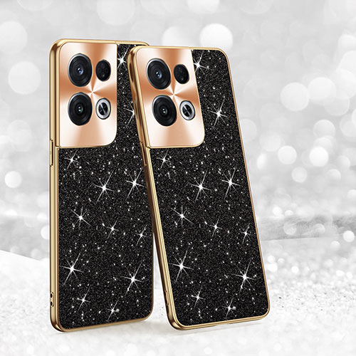 Silicone Matte Finish and Plastic Back Cover Case 360 Degrees Bling-Bling GS1 for Oppo Reno8 Pro 5G Black