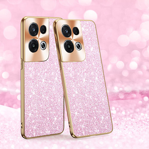 Silicone Matte Finish and Plastic Back Cover Case 360 Degrees Bling-Bling GS1 for Oppo Reno9 Pro+ Plus 5G Pink