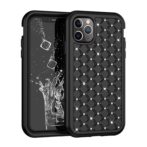 Silicone Matte Finish and Plastic Back Cover Case 360 Degrees Bling-Bling U01 for Apple iPhone 11 Pro Black