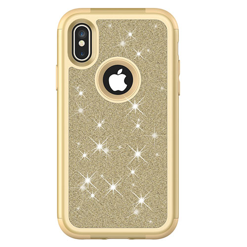 Silicone Matte Finish and Plastic Back Cover Case 360 Degrees Bling-Bling U01 for Apple iPhone X Mixed