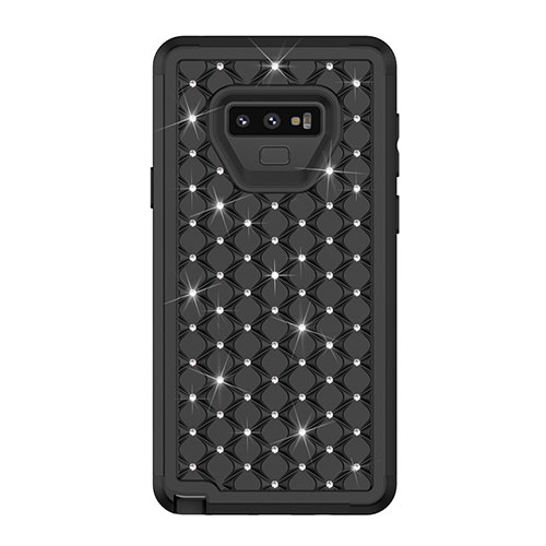 Silicone Matte Finish and Plastic Back Cover Case 360 Degrees Bling-Bling U01 for Samsung Galaxy Note 9 Black