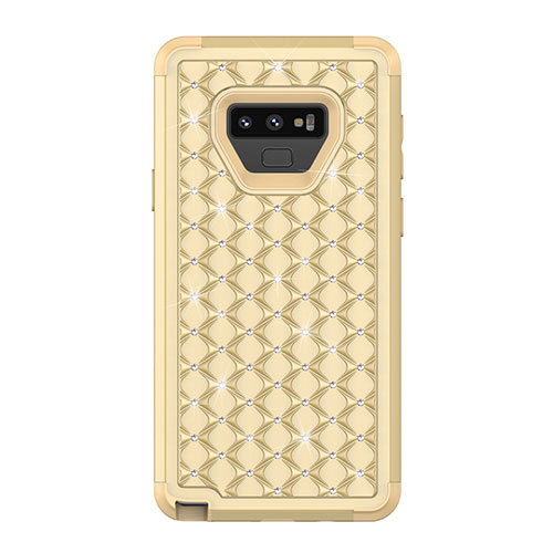 Silicone Matte Finish and Plastic Back Cover Case 360 Degrees Bling-Bling U01 for Samsung Galaxy Note 9 Gold