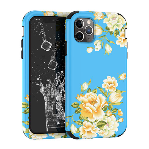 Silicone Matte Finish and Plastic Back Cover Case 360 Degrees for Apple iPhone 11 Pro Blue
