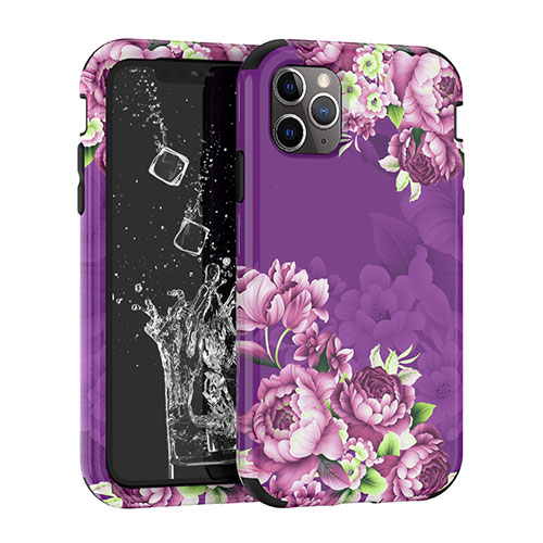 Silicone Matte Finish and Plastic Back Cover Case 360 Degrees for Apple iPhone 11 Pro Purple