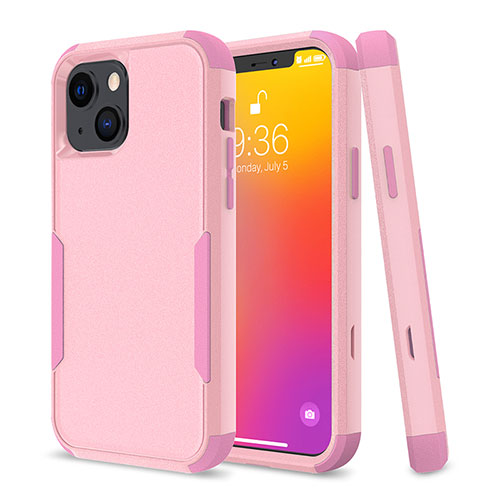 Silicone Matte Finish and Plastic Back Cover Case 360 Degrees for Apple iPhone 13 Mini Hot Pink