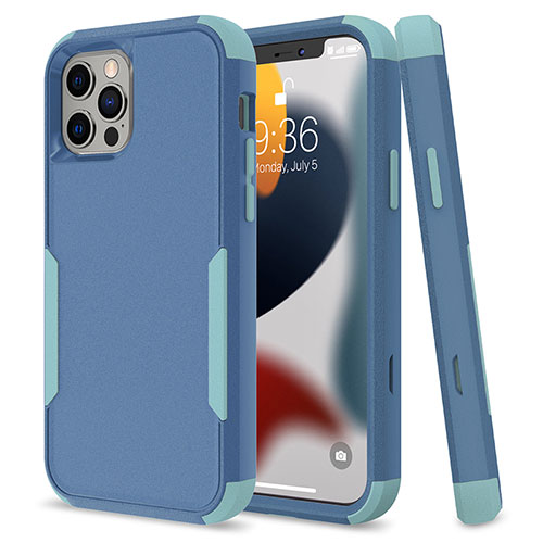 Silicone Matte Finish and Plastic Back Cover Case 360 Degrees for Apple iPhone 13 Pro Max Sky Blue