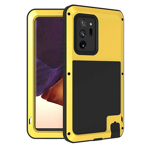 Silicone Matte Finish and Plastic Back Cover Case 360 Degrees for Samsung Galaxy Note 20 Ultra 5G Yellow