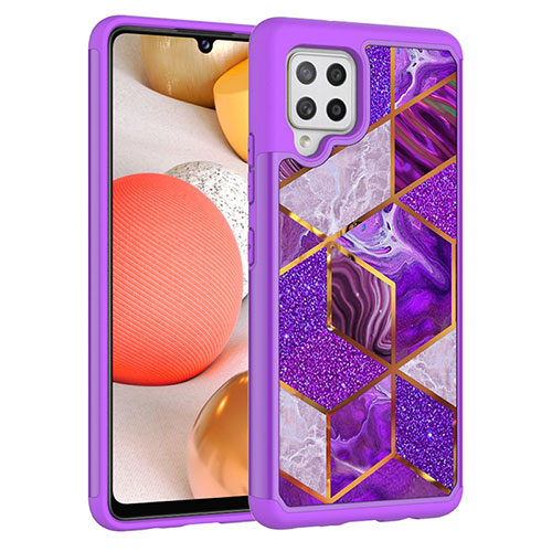 Silicone Matte Finish and Plastic Back Cover Case 360 Degrees JX1 for Samsung Galaxy A42 5G Purple