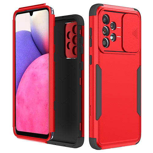 Silicone Matte Finish and Plastic Back Cover Case 360 Degrees MQ1 for Samsung Galaxy A33 5G Red