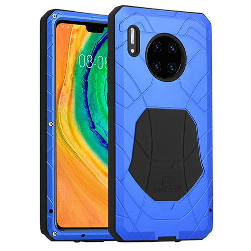 Silicone Matte Finish and Plastic Back Cover Case 360 Degrees R01 for Huawei Mate 30 5G Blue