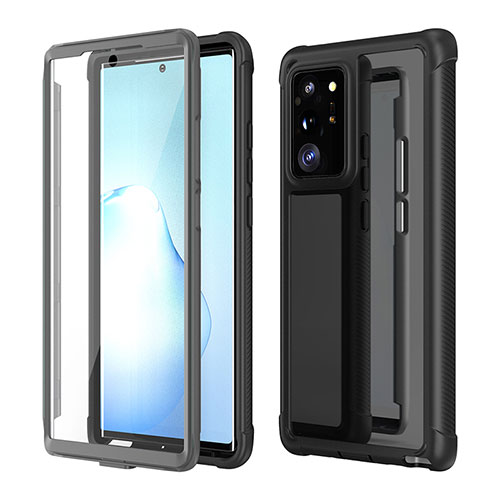 Silicone Matte Finish and Plastic Back Cover Case 360 Degrees U01 for Samsung Galaxy Note 20 Ultra 5G Black