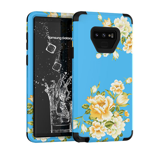 Silicone Matte Finish and Plastic Back Cover Case 360 Degrees U01 for Samsung Galaxy Note 9 Blue