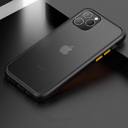 Silicone Matte Finish and Plastic Back Cover Case for Apple iPhone 11 Pro Max Black