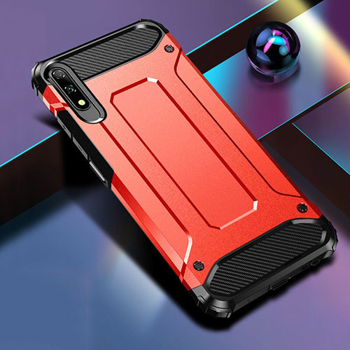 Silicone Matte Finish and Plastic Back Cover Case for Huawei Honor 9X Red