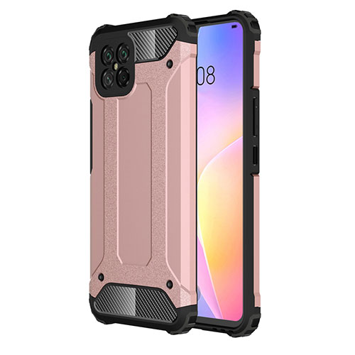 Silicone Matte Finish and Plastic Back Cover Case for Huawei Nova 8 SE 5G Rose Gold