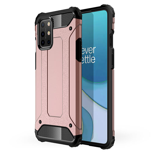 Silicone Matte Finish and Plastic Back Cover Case for OnePlus 8T 5G Rose Gold