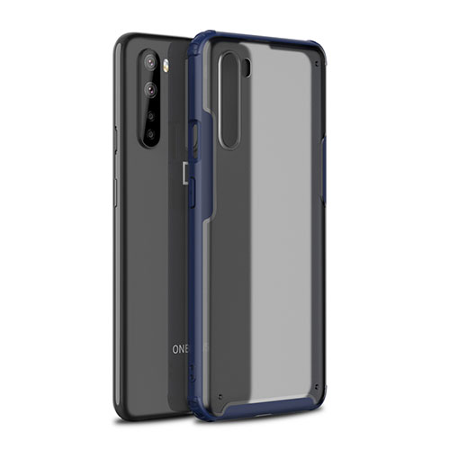 Silicone Matte Finish and Plastic Back Cover Case for OnePlus Nord Blue