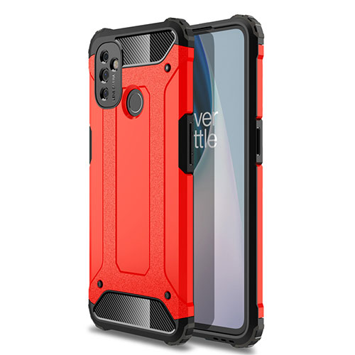 Silicone Matte Finish and Plastic Back Cover Case for OnePlus Nord N100 Red
