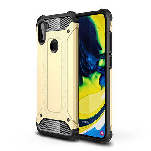 Silicone Matte Finish and Plastic Back Cover Case for Samsung Galaxy A11 Gold