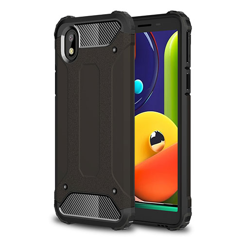 Silicone Matte Finish and Plastic Back Cover Case for Samsung Galaxy M01 Core Black