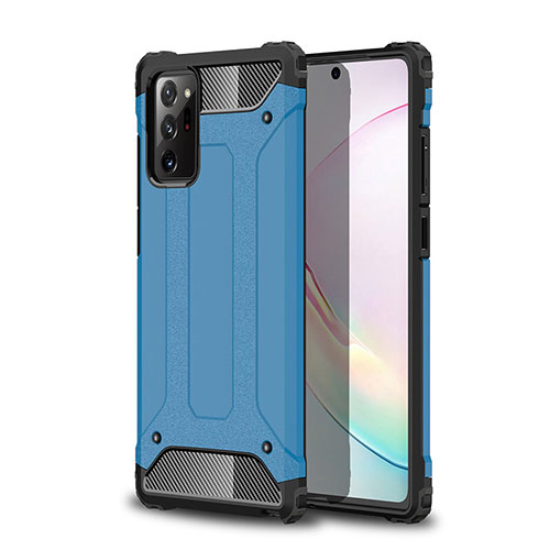 Silicone Matte Finish and Plastic Back Cover Case for Samsung Galaxy Note 20 5G Sky Blue