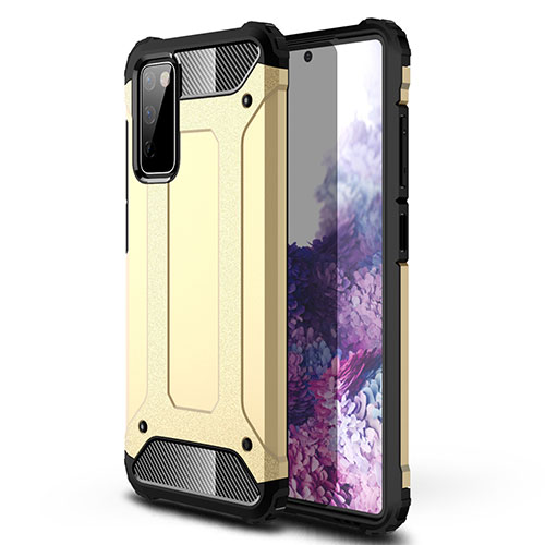 Silicone Matte Finish and Plastic Back Cover Case for Samsung Galaxy S20 FE 2022 5G Gold