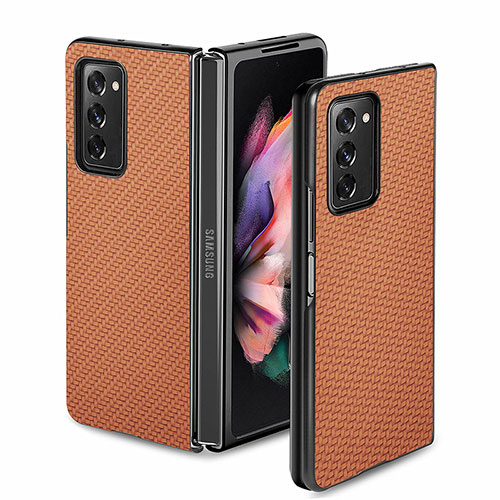 Silicone Matte Finish and Plastic Back Cover Case for Samsung Galaxy Z Fold2 5G Brown