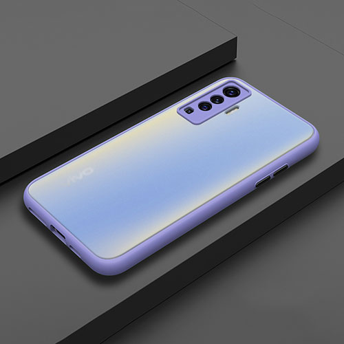 Silicone Matte Finish and Plastic Back Cover Case for Vivo X50 5G Purple