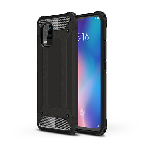 Silicone Matte Finish and Plastic Back Cover Case for Xiaomi Mi 10 Lite Black