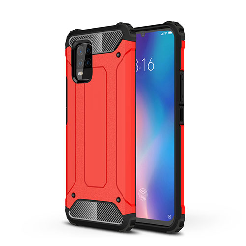 Silicone Matte Finish and Plastic Back Cover Case for Xiaomi Mi 10 Lite Red