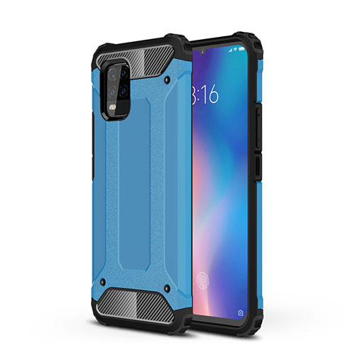 Silicone Matte Finish and Plastic Back Cover Case for Xiaomi Mi 10 Lite Sky Blue