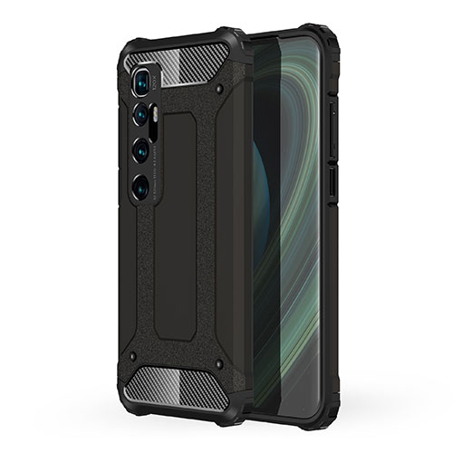 Silicone Matte Finish and Plastic Back Cover Case for Xiaomi Mi 10 Ultra Black