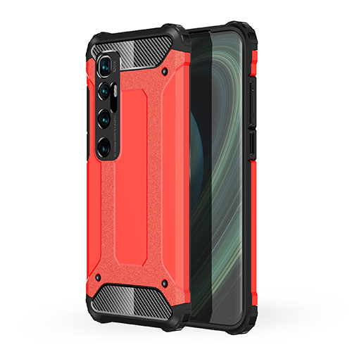 Silicone Matte Finish and Plastic Back Cover Case for Xiaomi Mi 10 Ultra Red