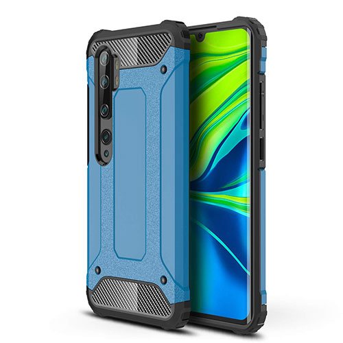 Silicone Matte Finish and Plastic Back Cover Case for Xiaomi Mi Note 10 Pro Blue