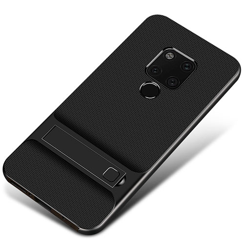 Silicone Matte Finish and Plastic Back Cover Case M01 for Huawei Mate 20 Black