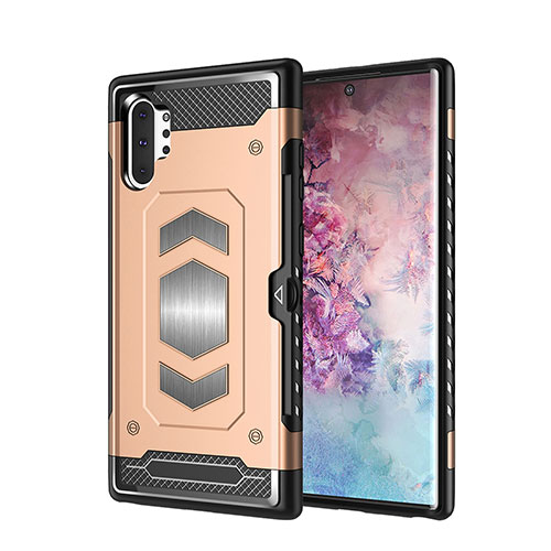 Silicone Matte Finish and Plastic Back Cover Case Magnetic for Samsung Galaxy Note 10 Plus 5G Gold