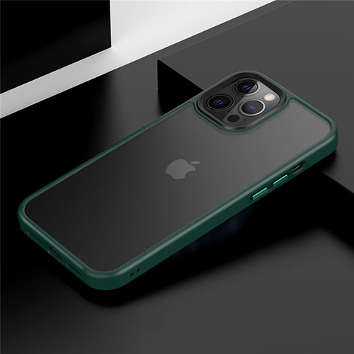 Silicone Matte Finish and Plastic Back Cover Case N01 for Apple iPhone 12 Pro Max Green