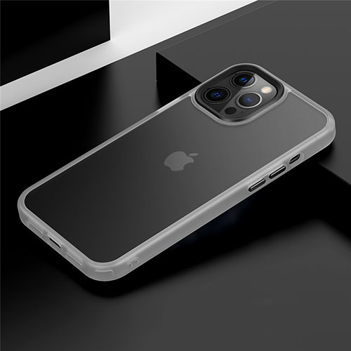 Silicone Matte Finish and Plastic Back Cover Case N01 for Apple iPhone 12 Pro Max White